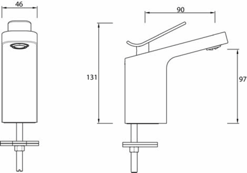 Technical image of Bristan Alp Mono Basin & 1 Hole Bath Filler Tap Pack (Chrome).