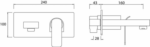 Technical image of Bristan Alp Wall Mounted Bath Filler Tap (Chrome).