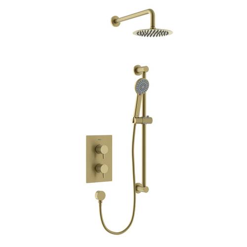 Example image of Bristan Apelo Thermostatic Shower Pack With Slide Rail Kit (Brushed Brass).