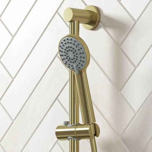 Example image of Bristan Apelo Thermostatic Shower Pack With Slide Rail Kit (Brushed Brass).