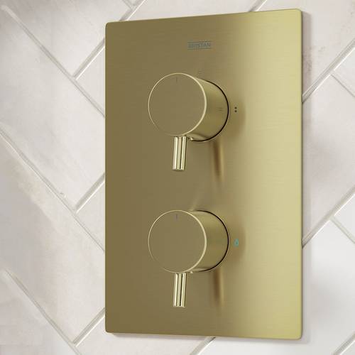 Example image of Bristan Apelo Thermostatic Shower Pack With Slide Rail Kit (Brushed Brass).