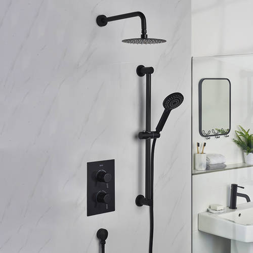 Larger image of Bristan Apelo Thermostatic Shower Pack With Slide Rail Kit (Matt Black).