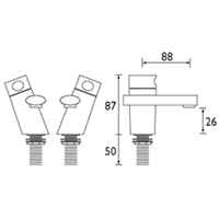 Technical image of Bristan Aqueous Basin Taps (pair)