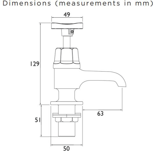 Technical image of Bristan Art Deco Basin & Bath Taps Pack With Ceramic Disc Valves.