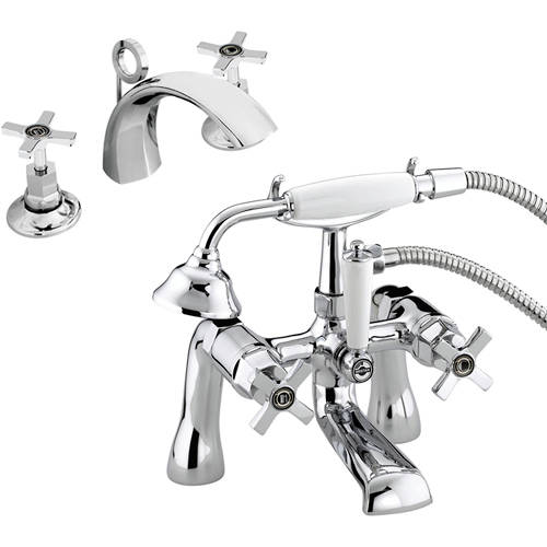 Larger image of Bristan Art Deco 3 Hole Basin & BSM Taps Pack With Ceramic Disc Valves.