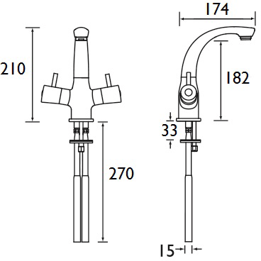 Technical image of Bristan Artisan Thermostatic Basin & Bath Filler Tap Pack (Chrome).