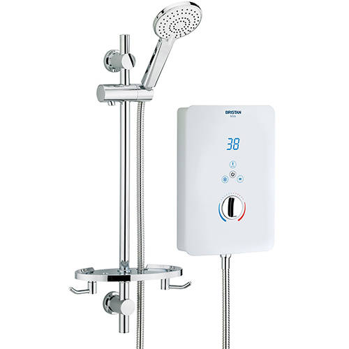 Larger image of Bristan Bliss Electric Shower With Digital Display 9.5kW (Gloss White).