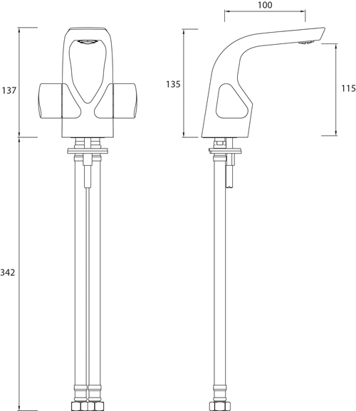 Technical image of Bristan Bright Mono Basin Mixer Tap With Clicker Waste (Chrome).