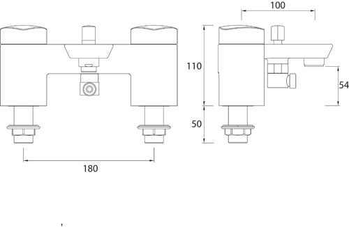 Technical image of Bristan Bright Bath Shower Mixer Tap With Shower Kit (Chrome).