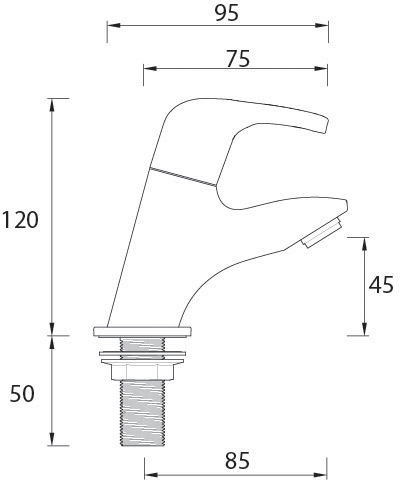 Technical image of Bristan Cadet Basin Taps (Pair, Chrome).