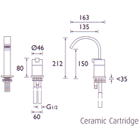 Technical image of Bristan Chill Basin Mixer with Single Lever Control.