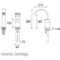 Technical image of Bristan Chill Bath Filler with Single Lever Control.