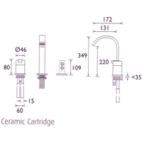 Technical image of Bristan Chill 3 Tap Hole Bath Shower Mixer