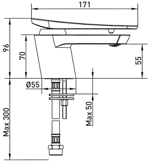 Technical image of Bristan Claret Mono Basin & Wall Mounted Bath Shower Mixer Tap Pack.