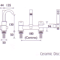 Technical image of Bristan Chill Deck Bath Shower Mixer.