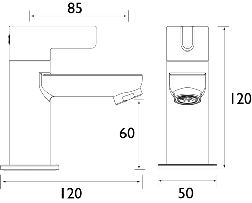 Technical image of Bristan Clio Basin & Bath Taps Pack (Chrome).