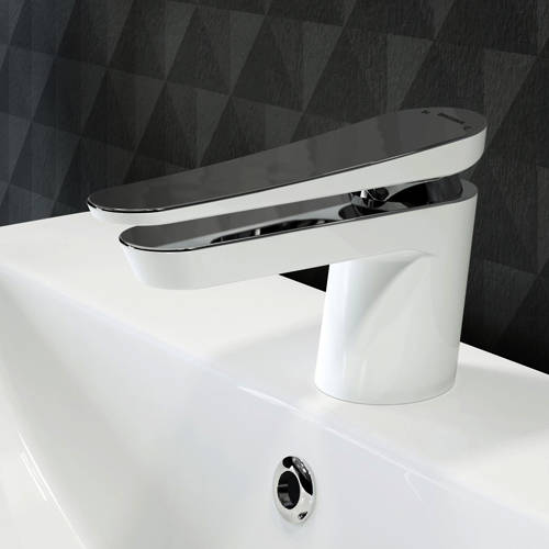 Example image of Bristan Claret Mono Basin Mixer Tap (White & Chrome).