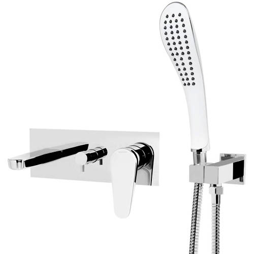Larger image of Bristan Claret Wall Mounted Bath Shower Mixer Tap (White & Chrome).