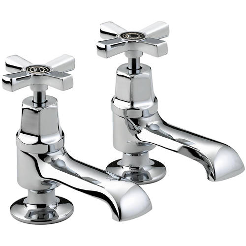 Larger image of Bristan Art Deco 1/2" Basin Taps With Ceramic Disc Valves (Chrome).