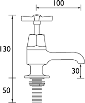 Technical image of Bristan Art Deco 3/4" Bath Taps With Ceramic Disc Valves (Chrome).