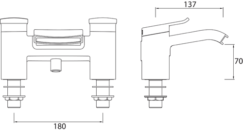 Technical image of Bristan Descent Mono Basin & Bath Shower Mixer Tap Pack (Chrome).