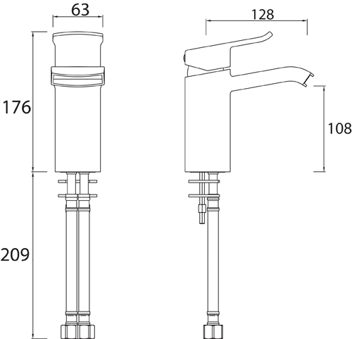 Technical image of Bristan Descent 1 Hole Bath Filler Tap (Chrome).