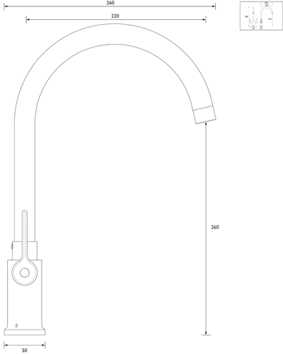 Technical image of Bristan Kitchen Design Easy Fit Mixer Kitchen Tap (Lever, Chrome).