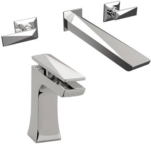 Larger image of Bristan Ebony Mono Basin & Wall Mounted Bath Filler Tap Pack (Chrome).