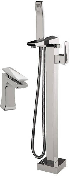 Larger image of Bristan Ebony Mono Basin & Floor Standing Bath Shower Mixer Tap (Chrome).