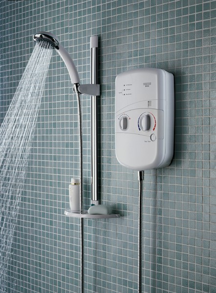 Larger image of Bristan Electric Showers 10.4Kw Electric Shower With Riser Rail Kit In White.