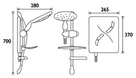 Technical image of Bristan Electric Showers 10.8Kw Thermostatic Electric Shower.