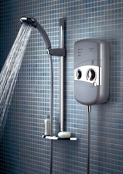 Larger image of Bristan Electric Showers 9.5Kw Electric Shower With Riser Rail In Matt Chrome.