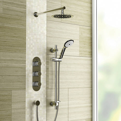Larger image of Bristan Exodus Shower Pack With Arm, Round Head & Slide Rail (Chrome).
