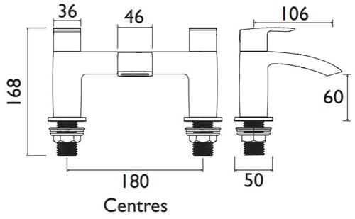 Technical image of Bristan Glide Bath Filler Tap (Chrome).