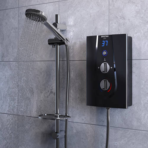 Example image of Bristan Glee Electric Shower With Digital Display 10.5kW (Black).