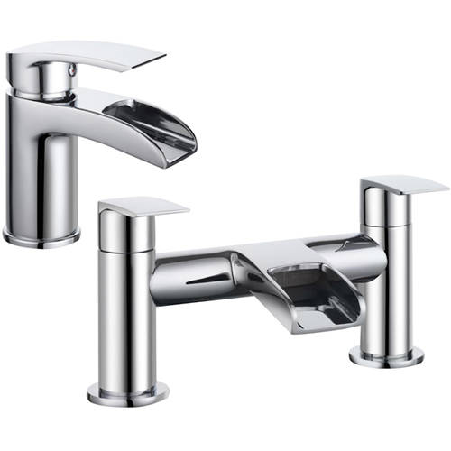 Larger image of Bristan Glide Waterfall Basin & Bath Filler Tap Pack (Chrome).