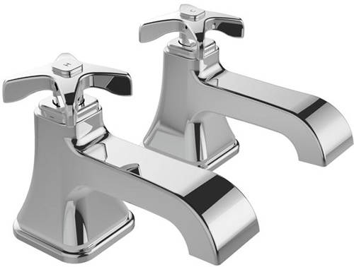 Example image of Bristan Glorious 5 Hole Bath Shower Mixer & Basin Taps Pack (Chrome).