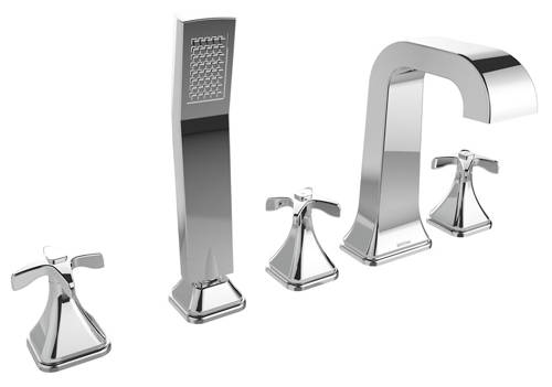 Example image of Bristan Glorious 5 Hole Bath Shower Mixer & Basin Taps Pack (Chrome).