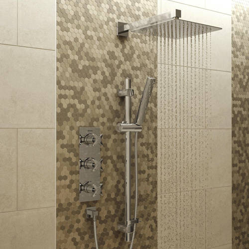 Example image of Bristan Glorious Shower Pack With Arm, Square Head & Slide Rail (Chrome).