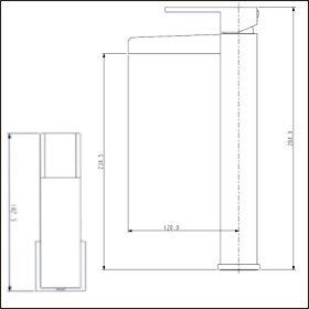 Technical image of Bristan Hampton Waterfall Tall Basin Mixer Tap (Chrome).