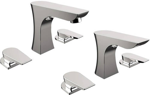 Larger image of Bristan Hourglass 3 Hole Basin & Bath Filler Taps Pack (Chrome).