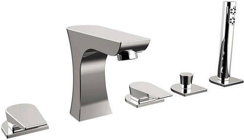 Example image of Bristan Hourglass 5 Hole Bath Shower Mixer & Basin Tap Pack (Chrome).
