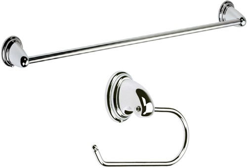 Larger image of Bristan Java Towel Rail & Toilet Roll Holder Set (Chrome).