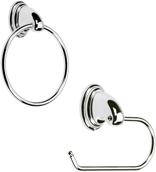 Larger image of Bristan Java Towel Ring & Toilet Roll Holder Set (Chrome).