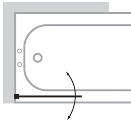 Technical image of Bristan Java 1 Panel Bathscreen (Left Handed, Silver).