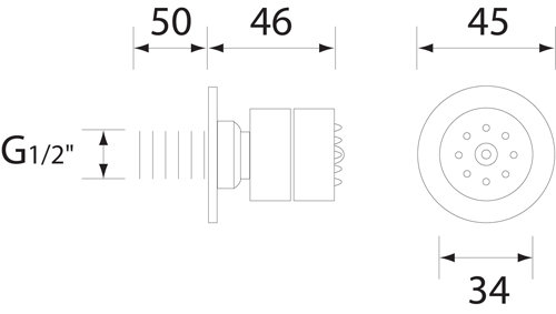 Technical image of Bristan Accessories Round Body Jet (Chrome).