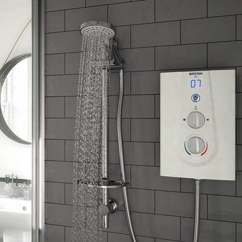 Example image of Bristan Joy Thermostatic Electric Shower With Digital Display 8.5kW (White).