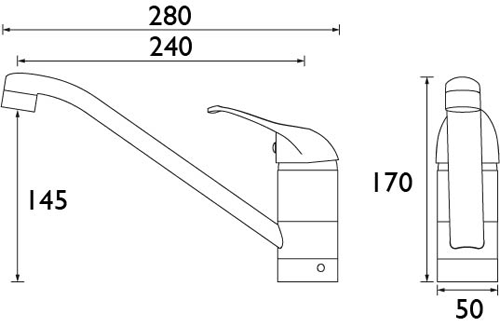 Technical image of Bristan Java Easy Fit Java Mixer Kitchen Tap (TAP ONLY, Chrome).