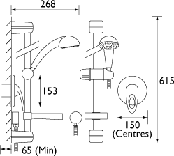 Technical image of Bristan Java Recessed Manual Shower Valve With Riser Rail (Chrome).