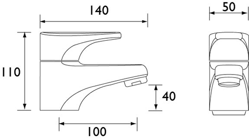 Technical image of Bristan Jute Bath Taps (Pair, Chrome).